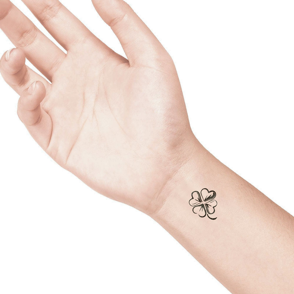 temporary tattoo preview image Clover, For woman and childeren, skin safe tattoo, Ephemeral Tattoo Stamp for Body and Arm, Water Resistant