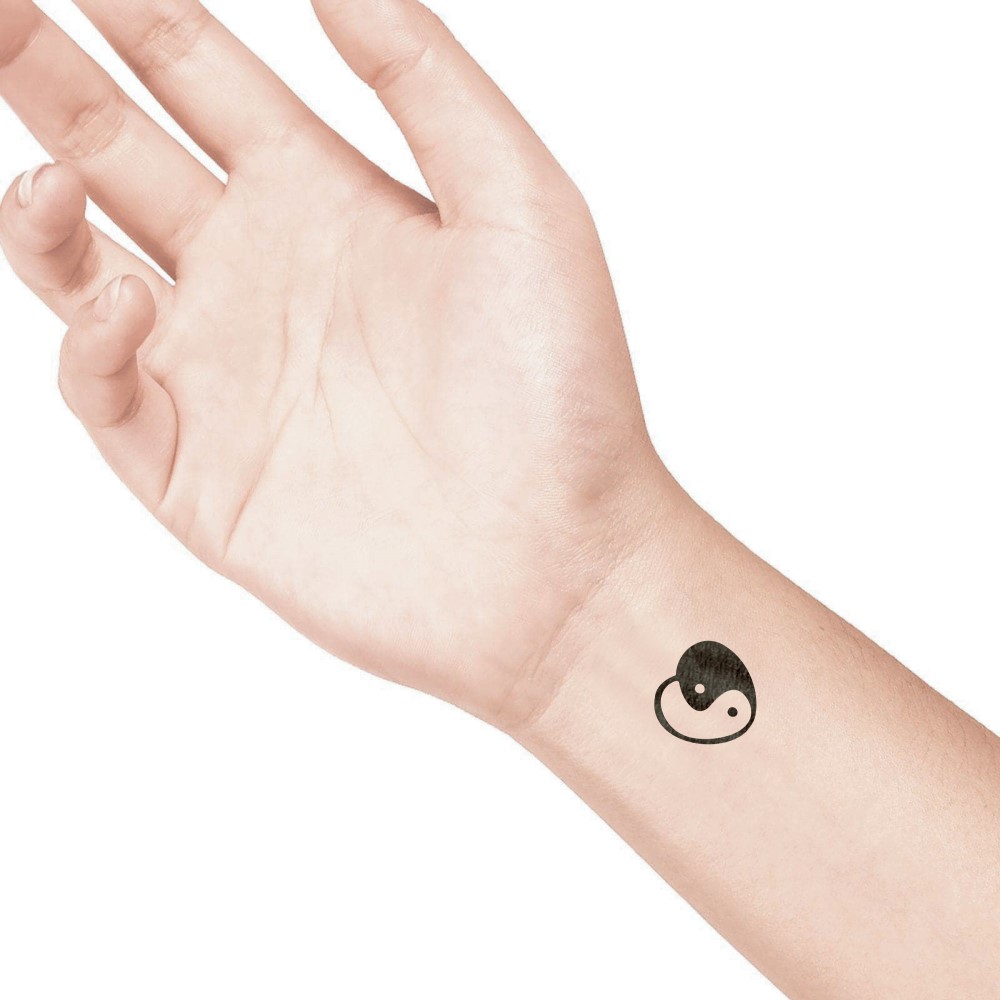 temporary tattoo preview image Yin Yang Heart, For woman and childeren, skin safe tattoo, Ephemeral Tattoo Stamp for Body and Arm, Water Resistant