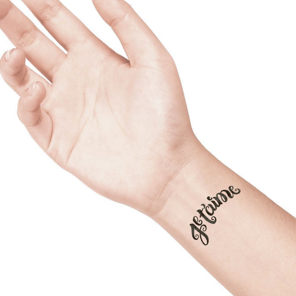 temporary tattoo preview image Je Taime, For woman and childeren, skin safe tattoo, Ephemeral Tattoo Stamp for Body and Arm, Water Resistant
