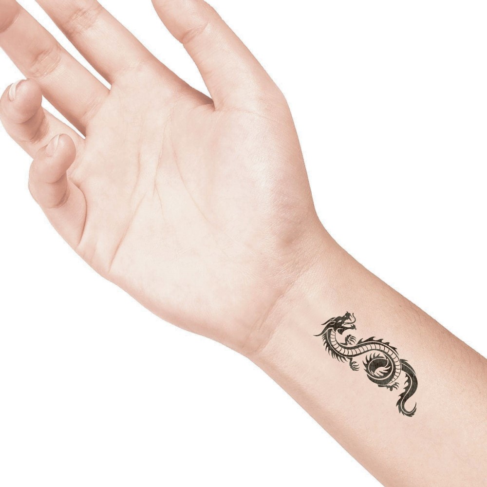 temporary tattoo preview image Dragon, For woman and childeren, skin safe tattoo, Ephemeral Tattoo Stamp for Body and Arm, Water Resistant