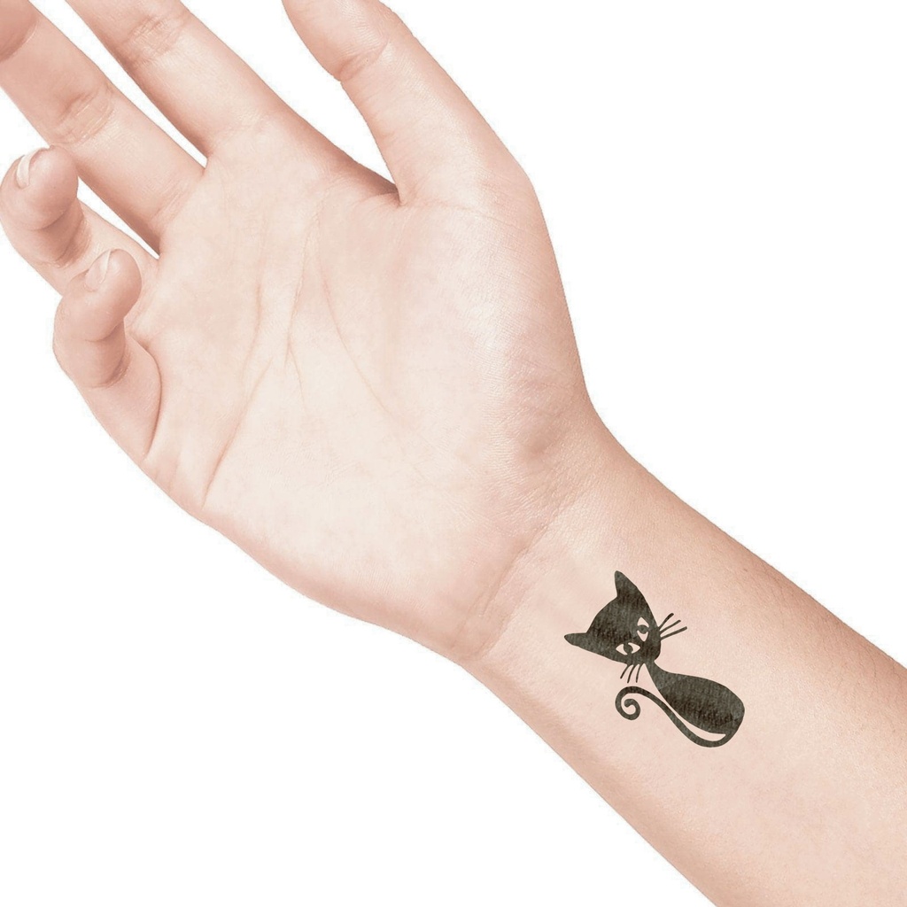 temporary tattoo preview image Cat 2, For woman and childeren, skin safe tattoo, Ephemeral Tattoo Stamp for Body and Arm, Water Resistant