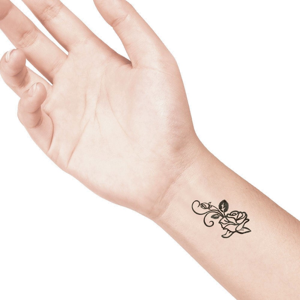 temporary tattoo preview image Rose 3, For woman and childeren, skin safe tattoo, Ephemeral Tattoo Stamp for Body and Arm, Water Resistant