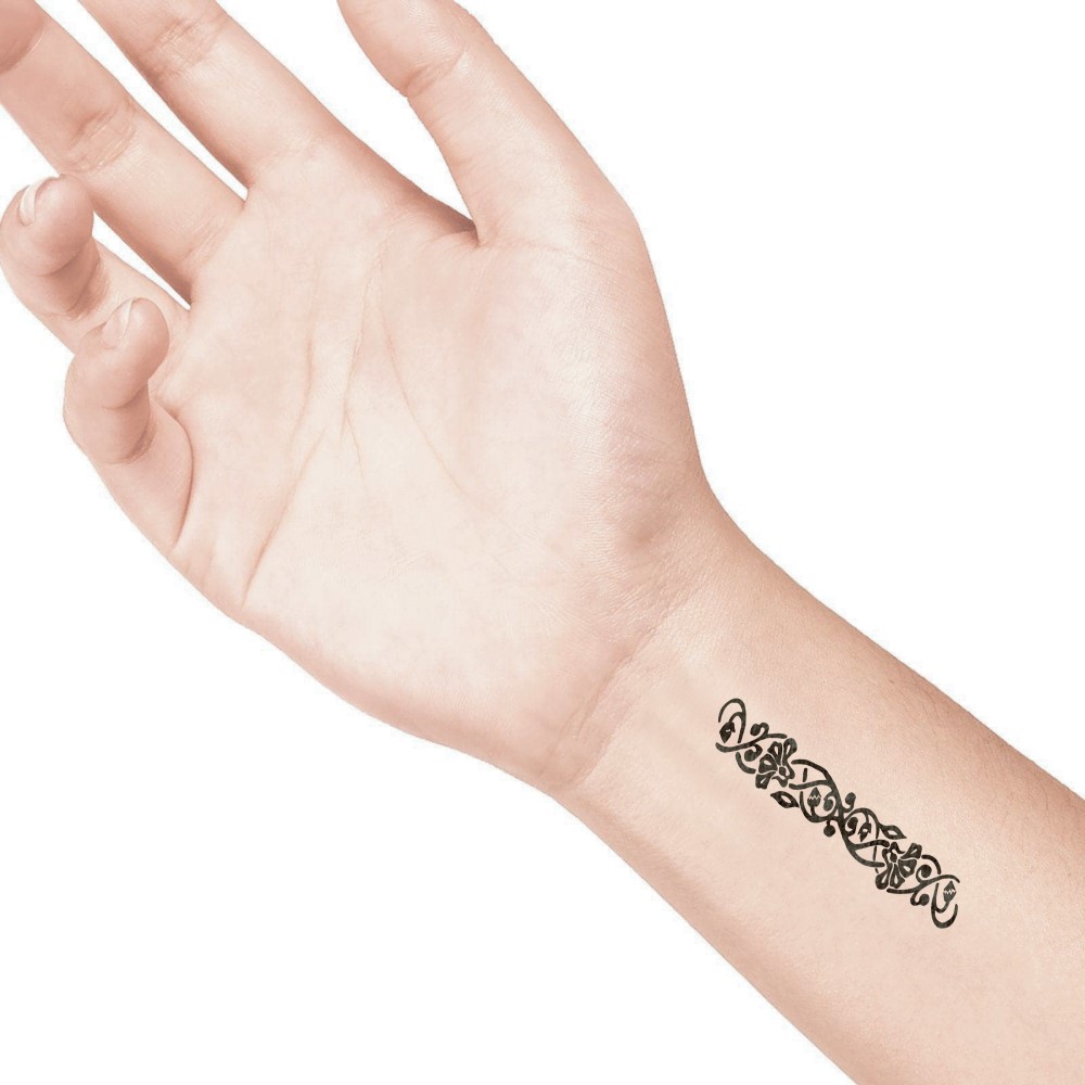 temporary tattoo preview image Flower Lines, For woman and childeren, skin safe tattoo, Ephemeral Tattoo Stamp for Body and Arm, Water Resistant
