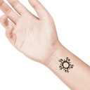 temporary tattoo preview image Curly Sun 1, For woman and childeren, skin safe tattoo, Ephemeral Tattoo Stamp for Body and Arm, Water Resistant