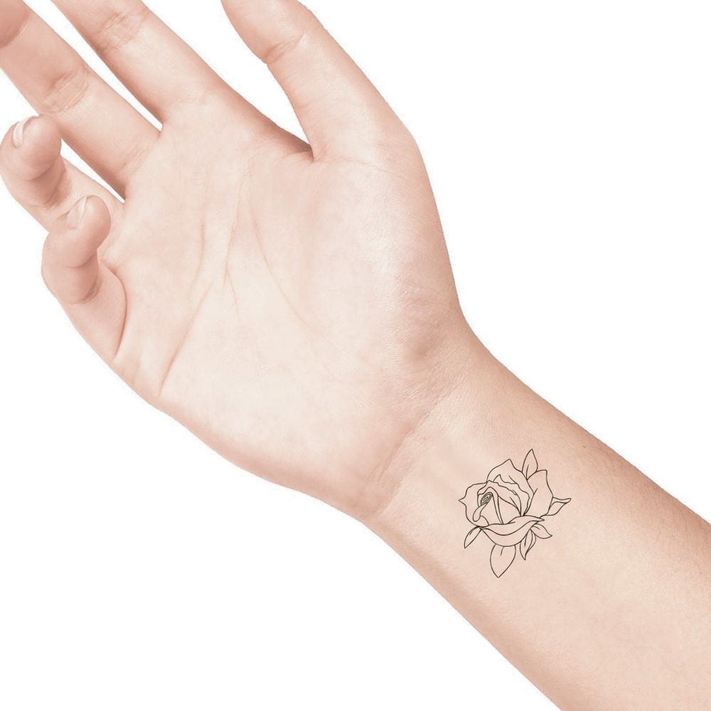 temporary tattoo preview image Lady Rose, For woman and childeren, skin safe tattoo, Ephemeral Tattoo Stamp for Body and Arm, Water Resistant