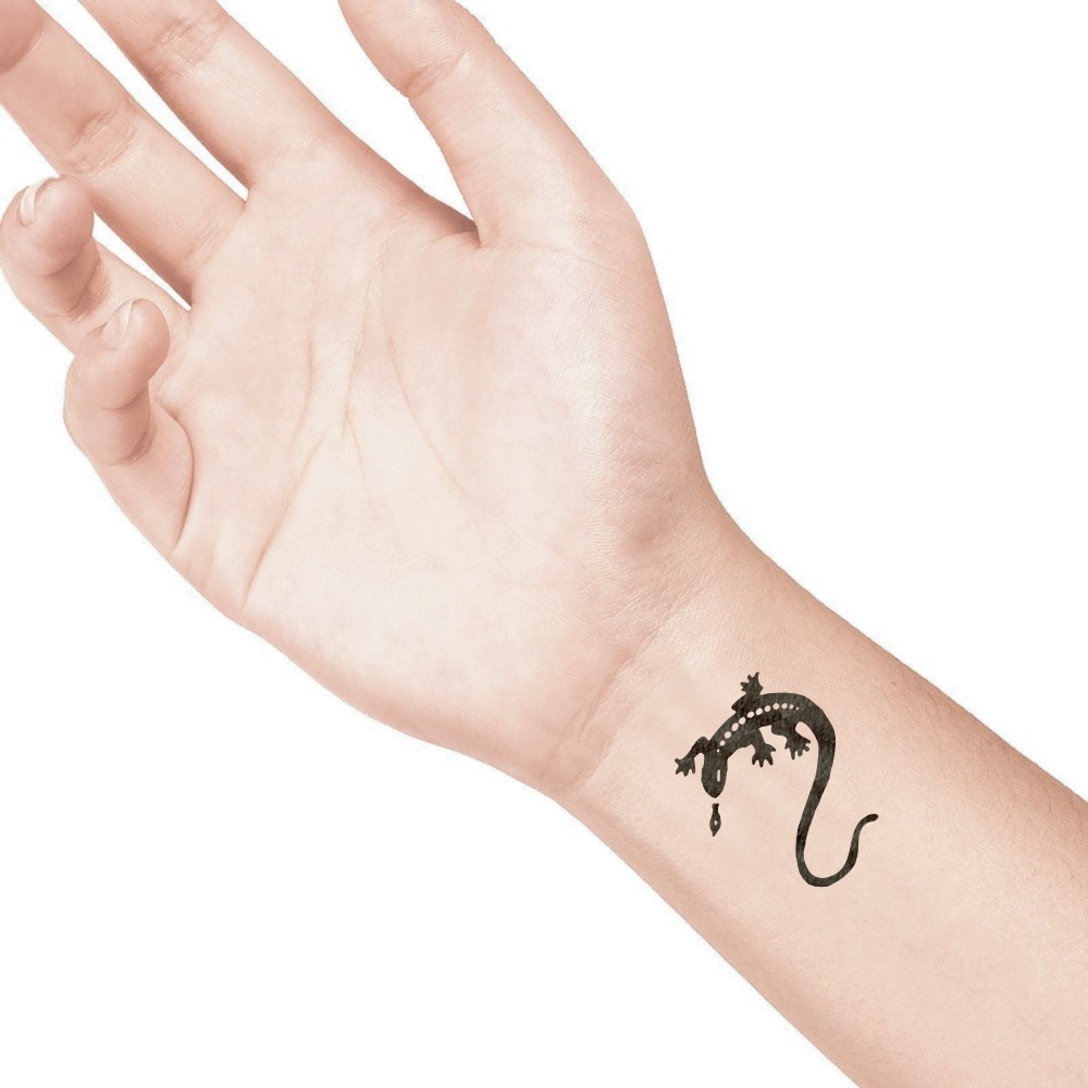 temporary tattoo preview image Lazy Lizard, For woman and childeren, skin safe tattoo, Ephemeral Tattoo Stamp for Body and Arm, Water Resistant