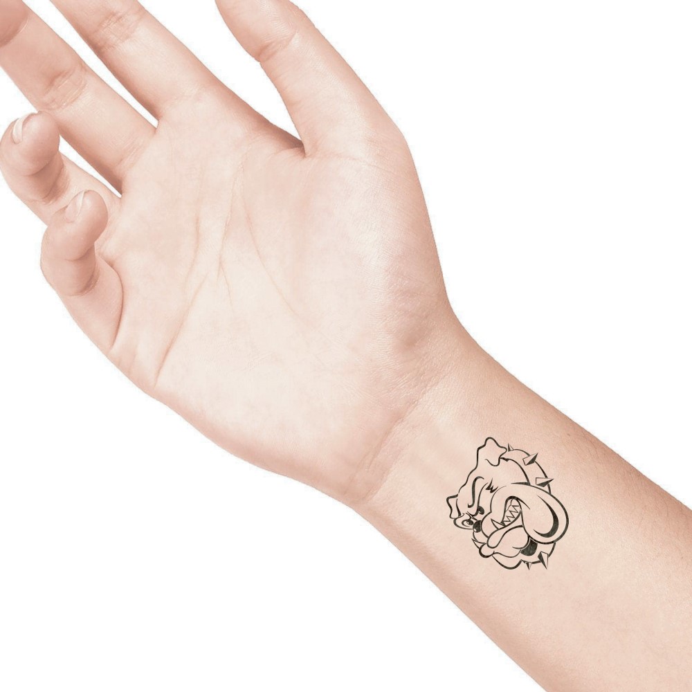 temporary tattoo preview image Bulldog, For woman and childeren, skin safe tattoo, Ephemeral Tattoo Stamp for Body and Arm, Water Resistant