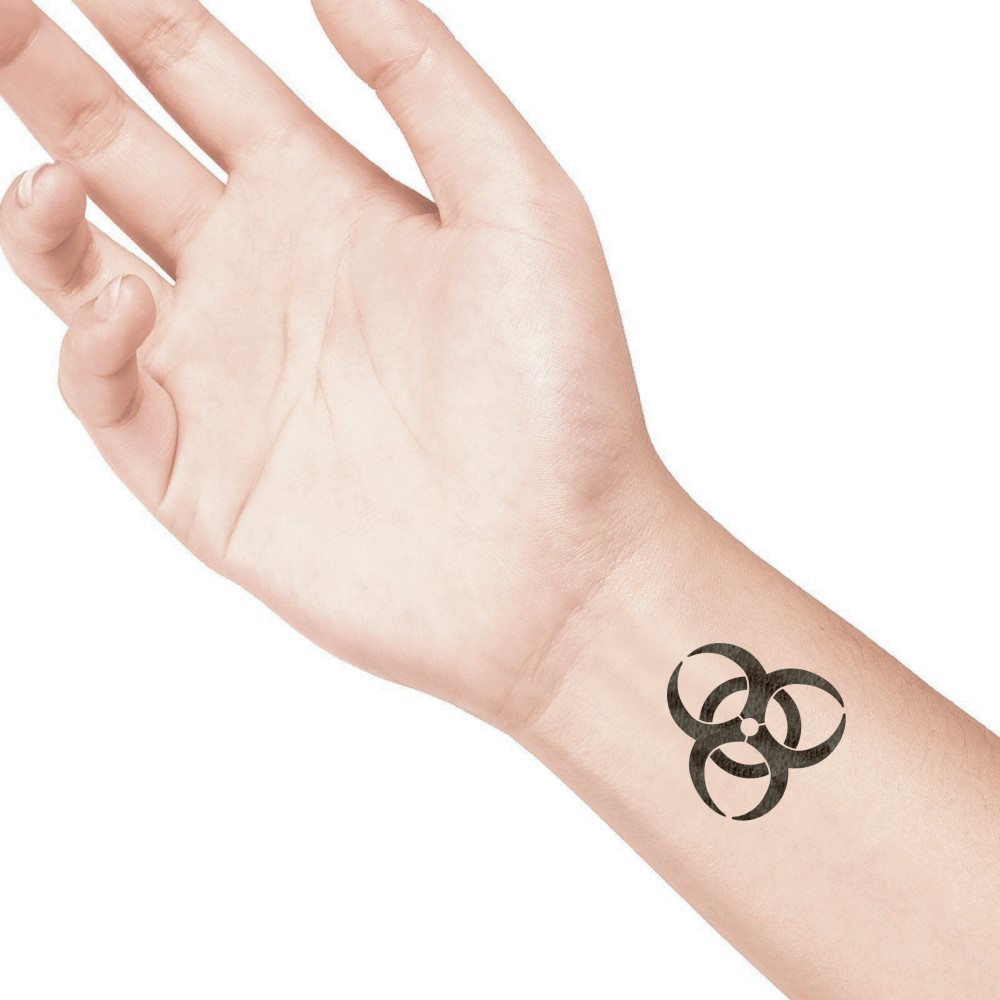 temporary tattoo preview image Biohazzard, For woman and childeren, skin safe tattoo, Ephemeral Tattoo Stamp for Body and Arm, Water Resistant
