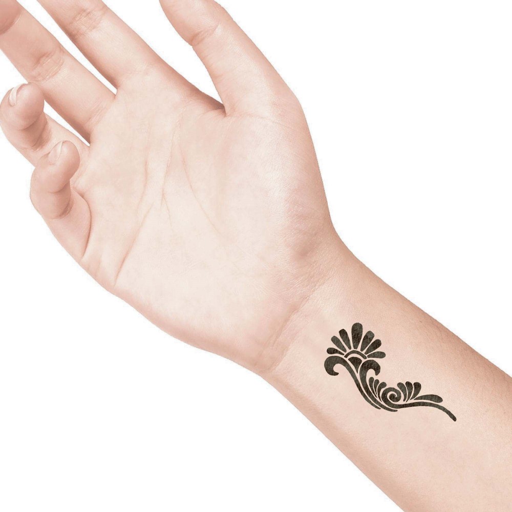 temporary tattoo preview image Giant Curly Flower, For woman and childeren, skin safe tattoo, Ephemeral Tattoo Stamp for Body and Arm, Water Resistant