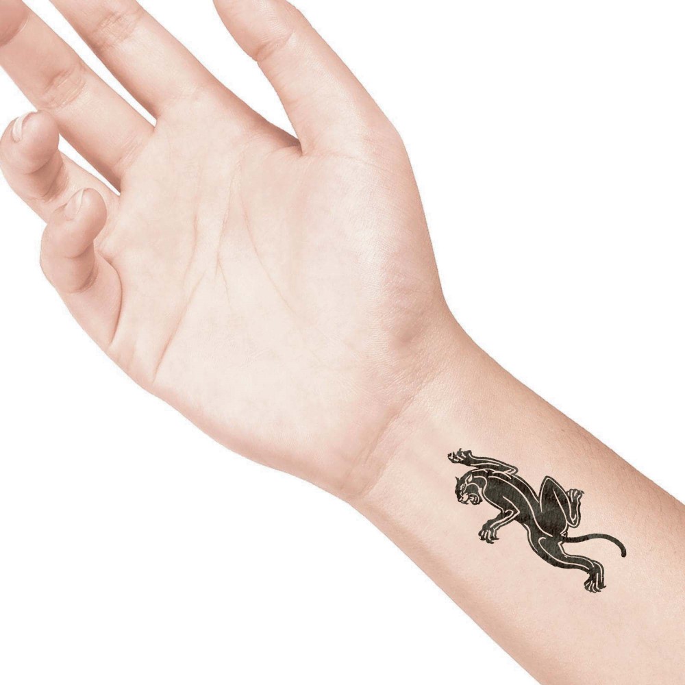 temporary tattoo preview image Giant Panther, For woman and childeren, skin safe tattoo, Ephemeral Tattoo Stamp for Body and Arm, Water Resistant