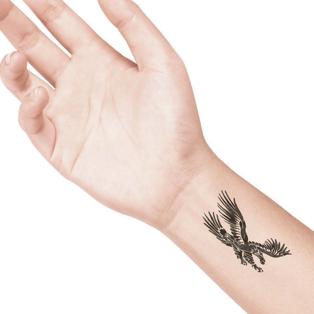 temporary tattoo preview image Giant Eagle, For woman and childeren, skin safe tattoo, Ephemeral Tattoo Stamp for Body and Arm, Water Resistant