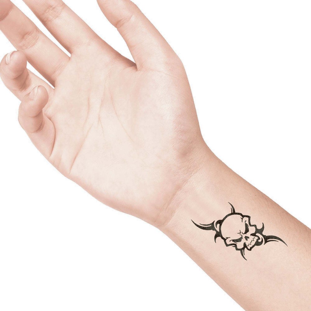 temporary tattoo preview image Giant Skull, For woman and childeren, skin safe tattoo, Ephemeral Tattoo Stamp for Body and Arm, Water Resistant