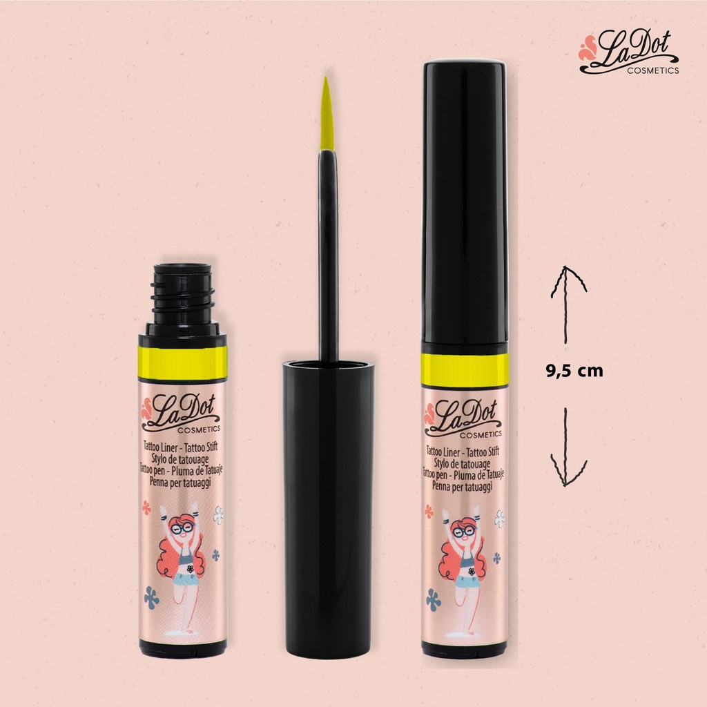 temporary tattoo Liner YELLOW, For woman and childeren, skin safe tattoo, Ephemeral Tattoo Stamp for Body and Arm, Water Resistant
