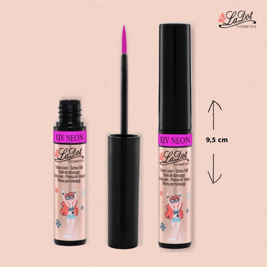 temporary tattoo Liner neon PINK, For woman and childeren, skin safe tattoo, Ephemeral Tattoo Stamp for Body and Arm, Water Resistant