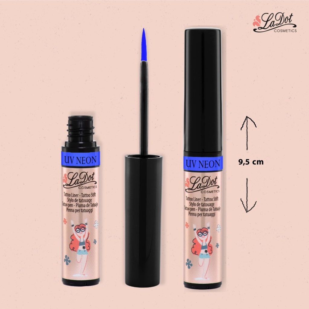 temporary tattoo Liner neon BLUE, For woman and childeren, skin safe tattoo, Ephemeral Tattoo Stamp for Body and Arm, Water Resistant