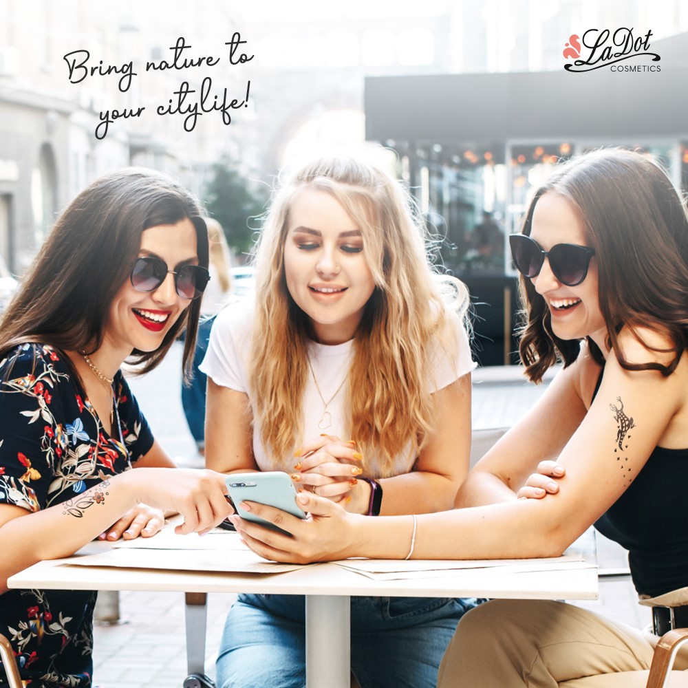 Impression Ladot temporary tattoos Girl Power, For woman and childeren, skin safe tattoo, Ephemeral Tattoo Stamp for Body and Arm, Water Resistant