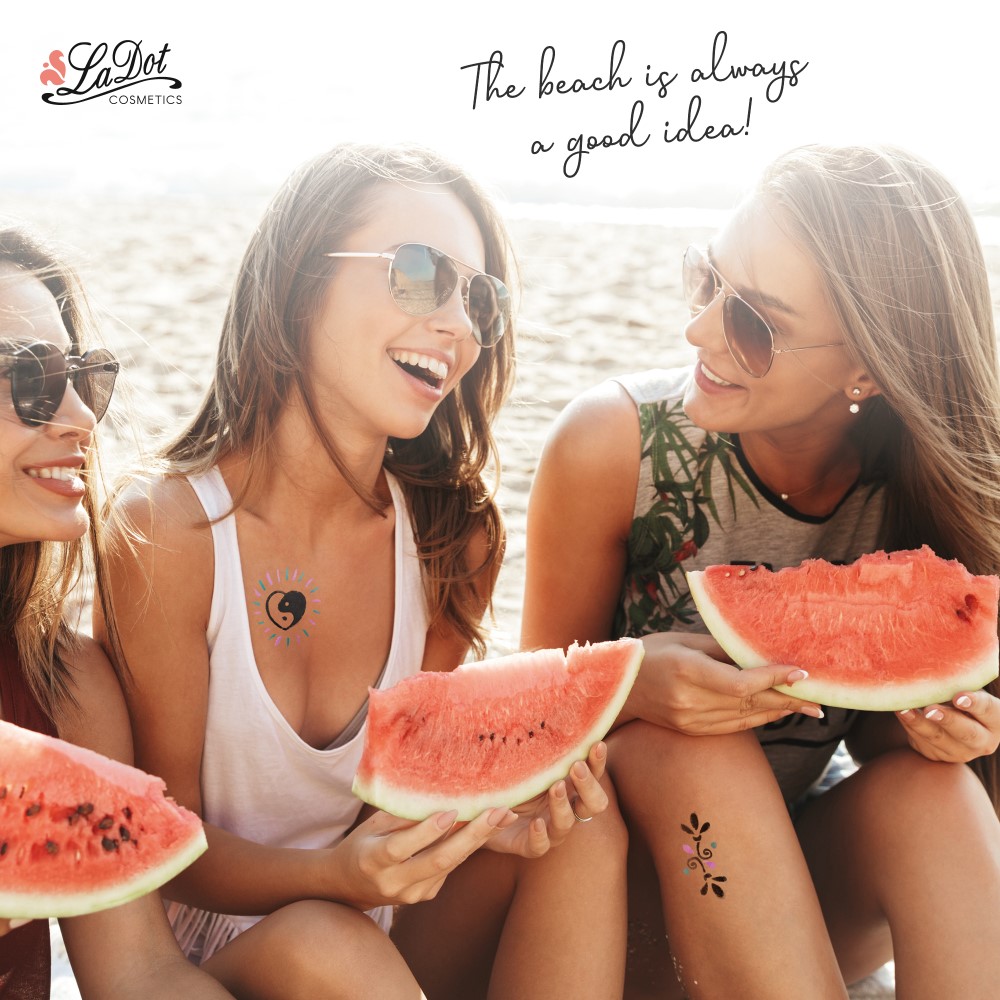 Impression Ladot temporary tattoos Yin Yang Heart, For woman and childeren, skin safe tattoo, Ephemeral Tattoo Stamp for Body and Arm, Water Resistant