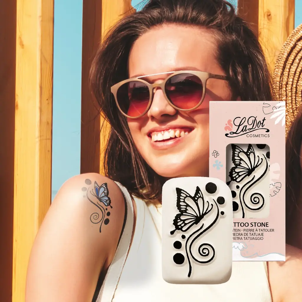 Tijdelijke tattoo Vlinder op bloem 