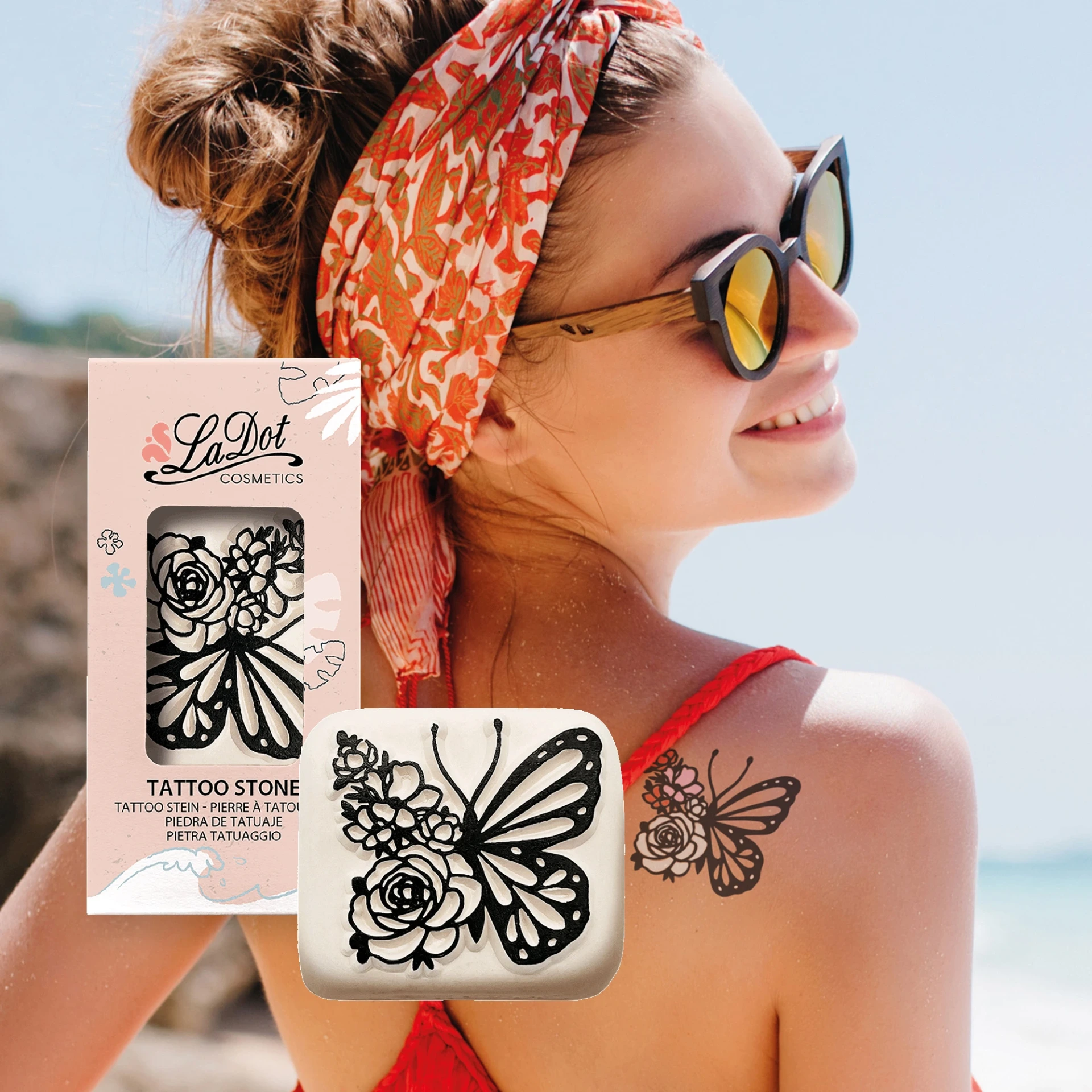 [L28] Temporary tattoo Butterfly flower