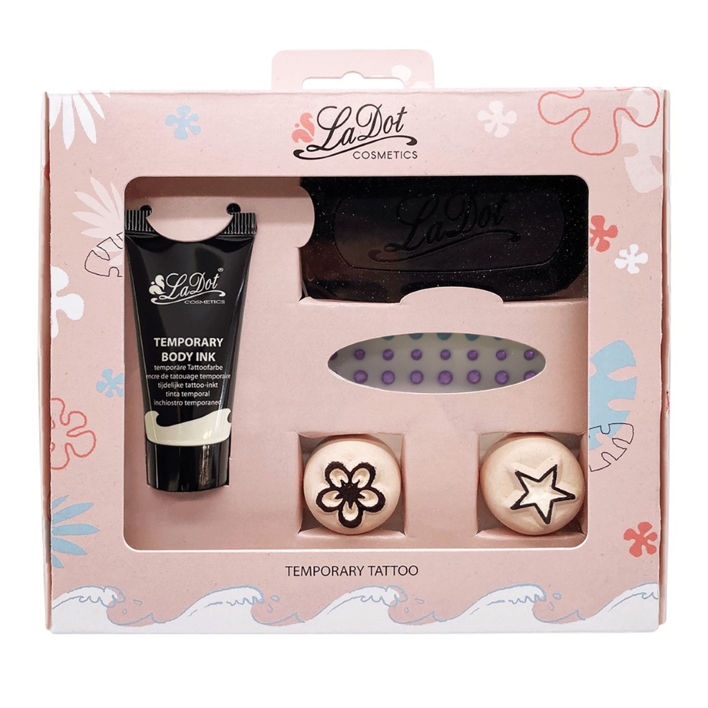 Temporary Tattoo Set S - Star and Flower, Rhinestones