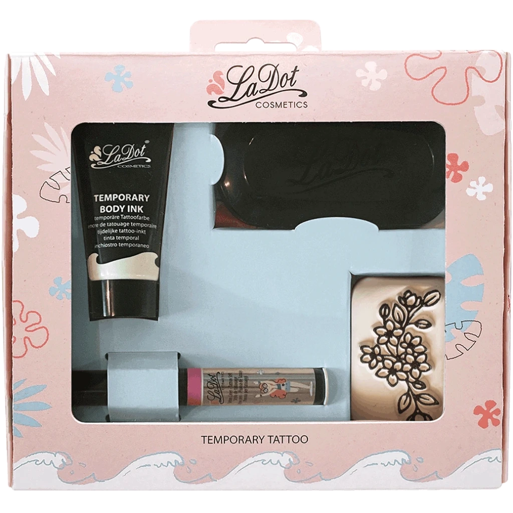 Temporary tattoo Set M - Jasmin, pink liner